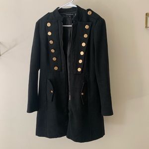 Black Balmain Style Long Trench Jacket